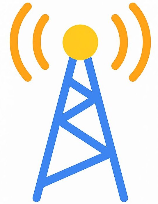 Antenne 5G stylisée symbolisant la couverture complète du réseau Oui5G